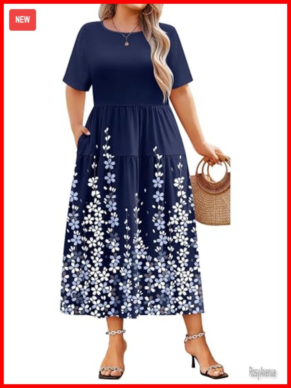 Plus Size Short Sleeve Maxi Dress with Pockets